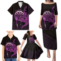 Aloha Hawaii Darts Family Matching Puletasi and Hawaiian Shirt Dart Board With Polynesian Shark - Purple LT14 - Polynesian Pride