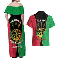 Personalised Vanuatu Darts Couples Matching Off Shoulder Maxi Dress and Hawaiian Shirt Happiness Is A Tight Threesome Sand Drawing Art LT14 - Polynesian Pride