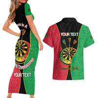 Personalised Vanuatu Darts Couples Matching Short Sleeve Bodycon Dress and Hawaiian Shirt Happiness Is A Tight Threesome Sand Drawing Art LT14 - Polynesian Pride