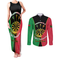 Personalised Vanuatu Darts Couples Matching Tank Maxi Dress and Long Sleeve Button Shirt Happiness Is A Tight Threesome Sand Drawing Art LT14 Red - Polynesian Pride