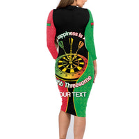 Personalised Vanuatu Darts Family Matching Long Sleeve Bodycon Dress and Hawaiian Shirt Happiness Is A Tight Threesome Sand Drawing Art LT14 - Polynesian Pride