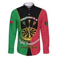 Personalised Vanuatu Darts Family Matching Off Shoulder Short Dress and Hawaiian Shirt Happiness Is A Tight Threesome Sand Drawing Art LT14 Dad's Shirt - Long Sleeve Red - Polynesian Pride