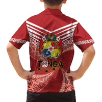 Tonga Darts Family Matching Off Shoulder Short Dress and Hawaiian Shirt Tongan Ngatu Pattern LT14 - Polynesian Pride