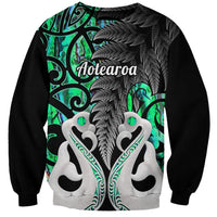 Personalised New Zealand Sweatshirt Te Manaia Mangopare Maori And Fern Green Style LT14 Unisex Green - Polynesian Pride