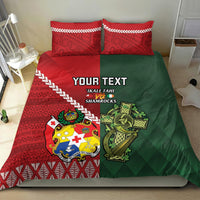 Custom Samoa And Ireland Rugby Bedding Set Ikale Tahi With Shamrocks