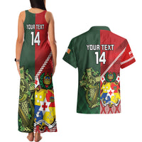 Custom Tonga And Ireland Rugby Couples Matching Tank Maxi Dress and Hawaiian Shirt Ikale Tahi With Shamrocks LT14 - Polynesian Pride