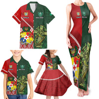 Custom Tonga And Ireland Rugby Family Matching Tank Maxi Dress and Hawaiian Shirt Ikale Tahi With Shamrocks LT14 - Polynesian Pride