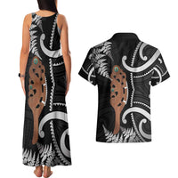 New Zealand Maripi Couples Matching Tank Maxi Dress and Hawaiian Shirt Silver Fern Mix Aotearoa Maori Pattern LT14 - Polynesian Pride