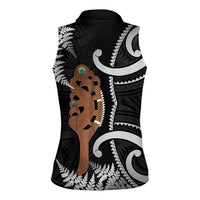 New Zealand Maripi Women Sleeveless Polo Shirt Silver Fern Mix Aotearoa Maori Pattern LT14 - Polynesian Pride