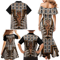 New Zealand Family Matching Mermaid Dress and Hawaiian Shirt Maori Maripi Knife With Poutama Art LT14 - Polynesian Pride