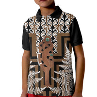 New Zealand Kid Polo Shirt Maori Maripi Knife With Poutama Art LT14 Kid Brown - Polynesian Pride