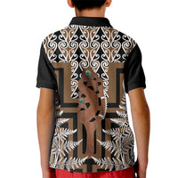 New Zealand Kid Polo Shirt Maori Maripi Knife With Poutama Art LT14 - Polynesian Pride