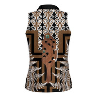 New Zealand Women Sleeveless Polo Shirt Maori Maripi Knife With Poutama Art LT14 - Polynesian Pride