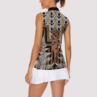 New Zealand Women Sleeveless Polo Shirt Maori Maripi Knife With Poutama Art LT14 - Polynesian Pride