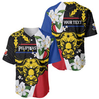 Personalised Philippines Carabao Baseball Jersey Filipino Sun Mix Sampaguita Flower