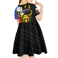 Personalised Philippines Carabao Kid Short Sleeve Dress Filipino Sun Mix Sampaguita Flower LT14 - Polynesian Pride