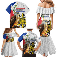 Personalised Philippines Eagle Family Matching Mermaid Dress and Hawaiian Shirt Filipino Sun Mix Sampaguita Flower LT14 - Polynesian Pride
