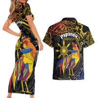 Philippines Sarimanok Couples Matching Short Sleeve Bodycon Dress and Hawaiian Shirt Papanok Legendary Bird Okir Polynesian Pattern LT14 - Polynesian Pride