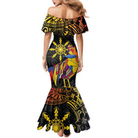Philippines Sarimanok Family Matching Mermaid Dress and Hawaiian Shirt Papanok Legendary Bird Okir Polynesian Pattern