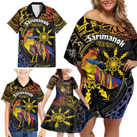 Philippines Sarimanok Family Matching Off Shoulder Short Dress and Hawaiian Shirt Papanok Legendary Bird Okir Polynesian Pattern LT14 - Polynesian Pride