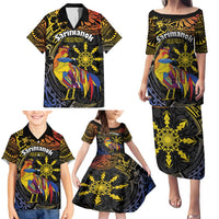 Philippines Sarimanok Family Matching Puletasi and Hawaiian Shirt Papanok Legendary Bird Okir Polynesian Pattern LT14 - Polynesian Pride