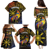 Philippines Sarimanok Family Matching Puletasi and Hawaiian Shirt Papanok Legendary Bird Okir Polynesian Pattern LT14 - Polynesian Pride