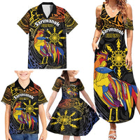 Philippines Sarimanok Family Matching Summer Maxi Dress and Hawaiian Shirt Papanok Legendary Bird Okir Polynesian Pattern LT14 - Polynesian Pride