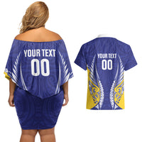 Otago 2026 Rugby Custom Couples Matching Off Shoulder Short Dress and Hawaiian Shirt NZ Maori Silver Fern LT14 - Polynesian Pride