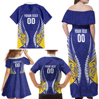Otago 2026 Rugby Custom Family Matching Off Shoulder Maxi Dress and Hawaiian Shirt NZ Maori Silver Fern LT14 - Polynesian Pride