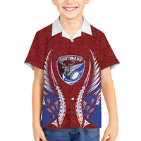 Southland 2026 Rugby Custom Family Matching Tank Maxi Dress and Hawaiian Shirt NZ Maori Silver Fern LT14 Son's Shirt Maroon - Polynesian Pride