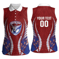 Southland 2026 Rugby Custom Women Sleeveless Polo Shirt NZ Maori Silver Fern LT14 - Polynesian Pride