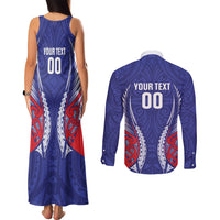 Tasman Bay 2026 Rugby Custom Couples Matching Tank Maxi Dress and Long Sleeve Button Shirt NZ Maori Silver Fern LT14 - Polynesian Pride
