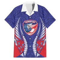 Tasman Bay 2026 Rugby Custom Family Matching Long Sleeve Bodycon Dress and Hawaiian Shirt NZ Maori Silver Fern LT14 Dad's Shirt - Short Sleeve Blue - Polynesian Pride