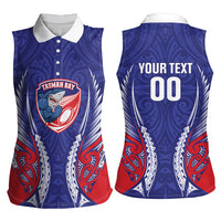 Tasman Bay 2026 Rugby Custom Women Sleeveless Polo Shirt NZ Maori Silver Fern LT14 - Polynesian Pride