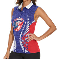 Tasman Bay 2026 Rugby Custom Women Sleeveless Polo Shirt NZ Maori Silver Fern LT14 - Polynesian Pride