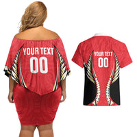 Waikato 2026 Rugby Custom Couples Matching Off Shoulder Short Dress and Hawaiian Shirt NZ Maori Silver Fern LT14 - Polynesian Pride