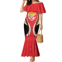 Waikato 2026 Rugby Custom Family Matching Mermaid Dress and Hawaiian Shirt NZ Maori Silver Fern LT14 Mom's Dress Red - Polynesian Pride