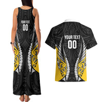 Wellington 2026 Rugby Custom Couples Matching Tank Maxi Dress and Hawaiian Shirt NZ Maori Silver Fern LT14 - Polynesian Pride