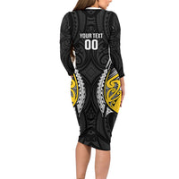 Wellington 2026 Rugby Custom Family Matching Long Sleeve Bodycon Dress and Hawaiian Shirt NZ Maori Silver Fern LT14 - Polynesian Pride
