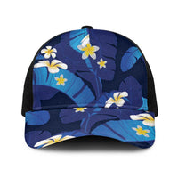 Teal Purple Banana Leaf Hawaii Baseball Net Cap Lau Maia Plumeria Tropical Summer Vibes LT14 One Size Black Teal Purple - Polynesian Pride