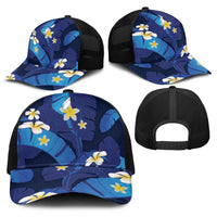 Teal Purple Banana Leaf Hawaii Baseball Net Cap Lau Maia Plumeria Tropical Summer Vibes LT14 - Polynesian Pride