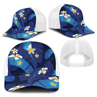 Teal Purple Banana Leaf Hawaii Baseball Net Cap Lau Maia Plumeria Tropical Summer Vibes LT14 - Polynesian Pride
