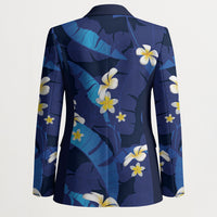 Teal Purple Banana Leaf Hawaii Blazer Lau Maia Plumeria Tropical Summer Vibes LT14 - Polynesian Pride