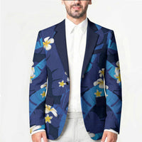 Teal Purple Banana Leaf Hawaii Blazer Lau Maia Plumeria Tropical Summer Vibes LT14 - Polynesian Pride
