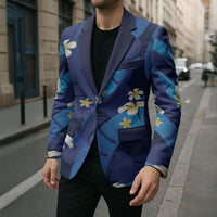 Teal Purple Banana Leaf Hawaii Blazer Lau Maia Plumeria Tropical Summer Vibes LT14 - Polynesian Pride