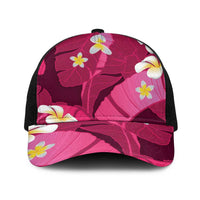 Pink Banana Leaf Hawaii Baseball Net Cap Lau Maia Plumeria Tropical Summer Vibes LT14 One Size Black Pink - Polynesian Pride
