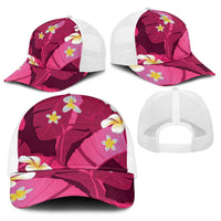 Pink Banana Leaf Hawaii Baseball Net Cap Lau Maia Plumeria Tropical Summer Vibes LT14 - Polynesian Pride