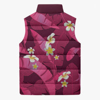 Pink Banana Leaf Hawaii Sleeveless Puffer Jacket Lau Maia Plumeria Tropical Summer Vibes LT14 - Polynesian Pride