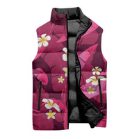 Pink Banana Leaf Hawaii Sleeveless Puffer Jacket Lau Maia Plumeria Tropical Summer Vibes LT14 - Polynesian Pride