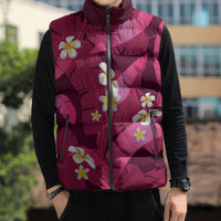 Pink Banana Leaf Hawaii Sleeveless Puffer Jacket Lau Maia Plumeria Tropical Summer Vibes LT14 - Polynesian Pride